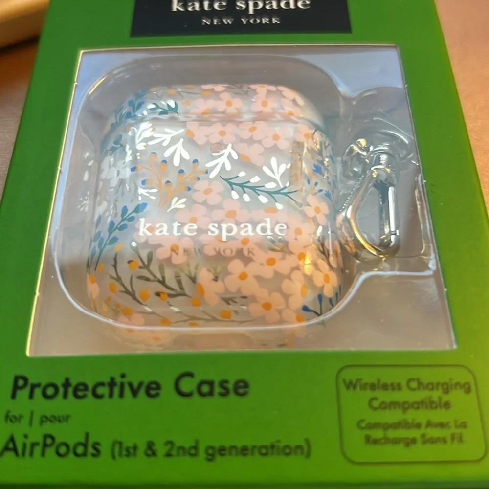 Kate Spade New York Floral Apple AirPods Case with Clip::1st & 2nd Generation
